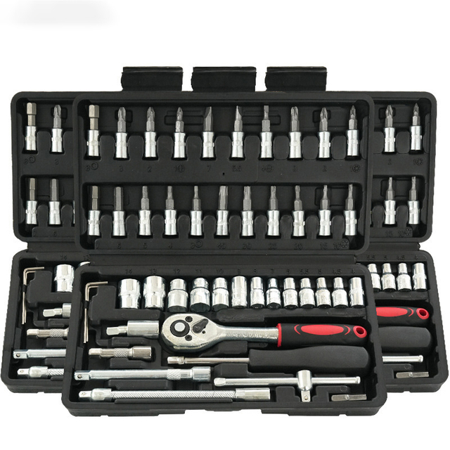 Набор инструментов для авторемонта из 46 предметов, ручной торцевой ключ для автомобильных работ, пластиковый корпус, настраиваемый OEM