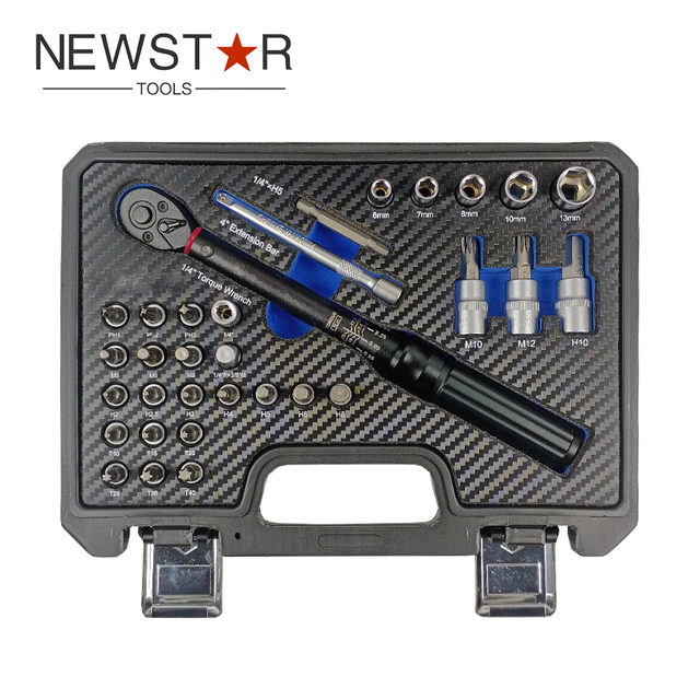Набор динамометрических ключей 1/4 дюйма для авторемонта — регулируемый набор ручных инструментов с футляром